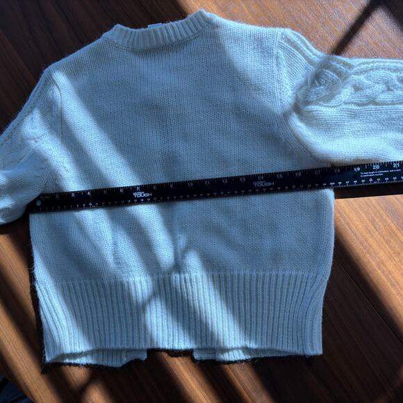 MONKL Cable Knit Cardigan Sweater Ivory with Button Detail Women's Size Small - Picture 3 of 10